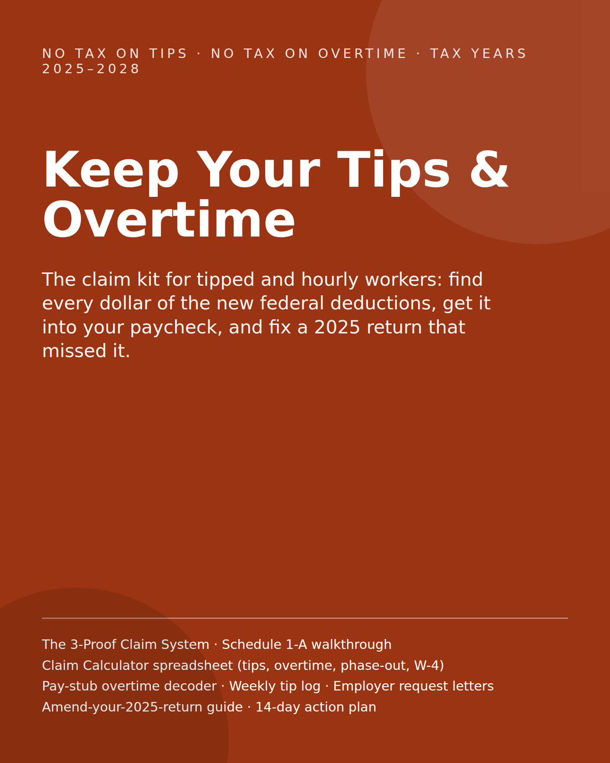 No Tax on Tips & Overtime Claim Kit (2026): Guide, Calculator & Tip Log for Servers, Stylists, Drivers & Hourly Workers